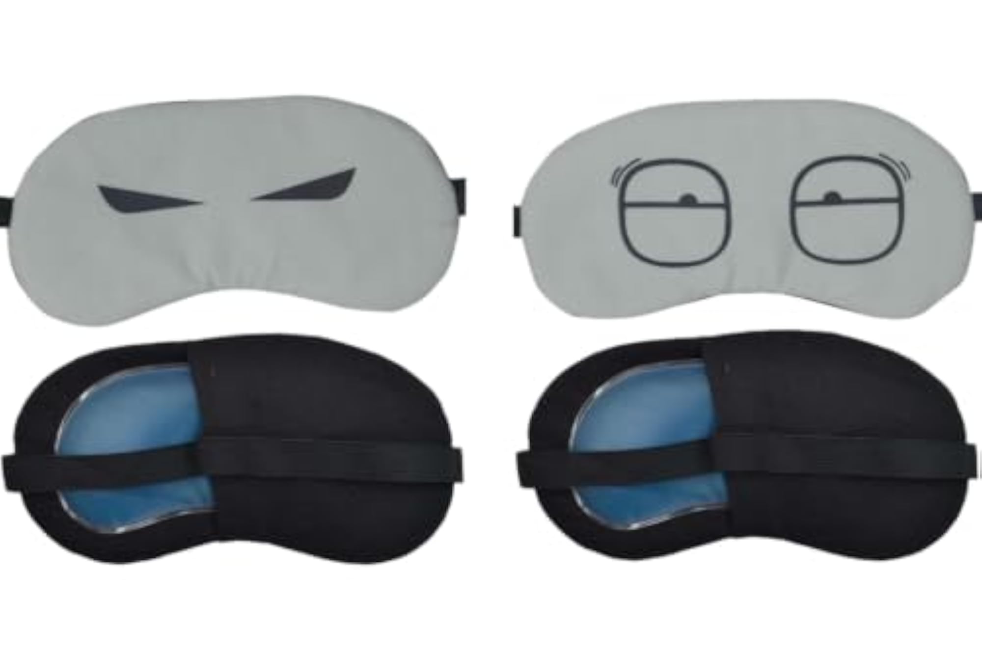 Cooling Gel Eye Mask for Sleeping, Blue Cute Glasses Face Design